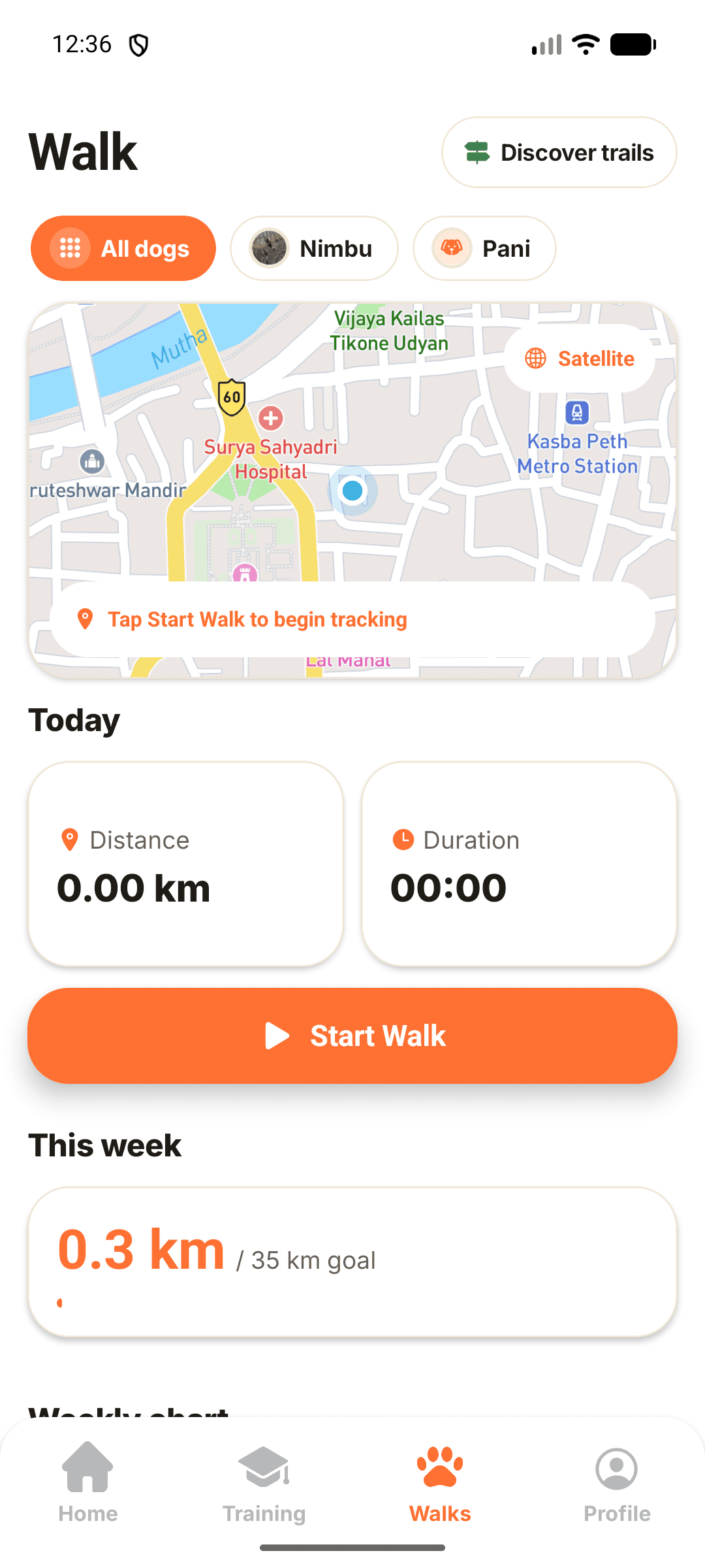 Walks in the Wagly app