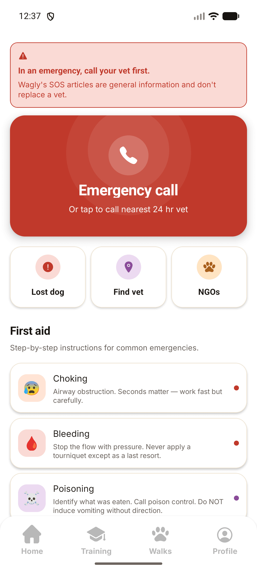 SOS in the Wagly app