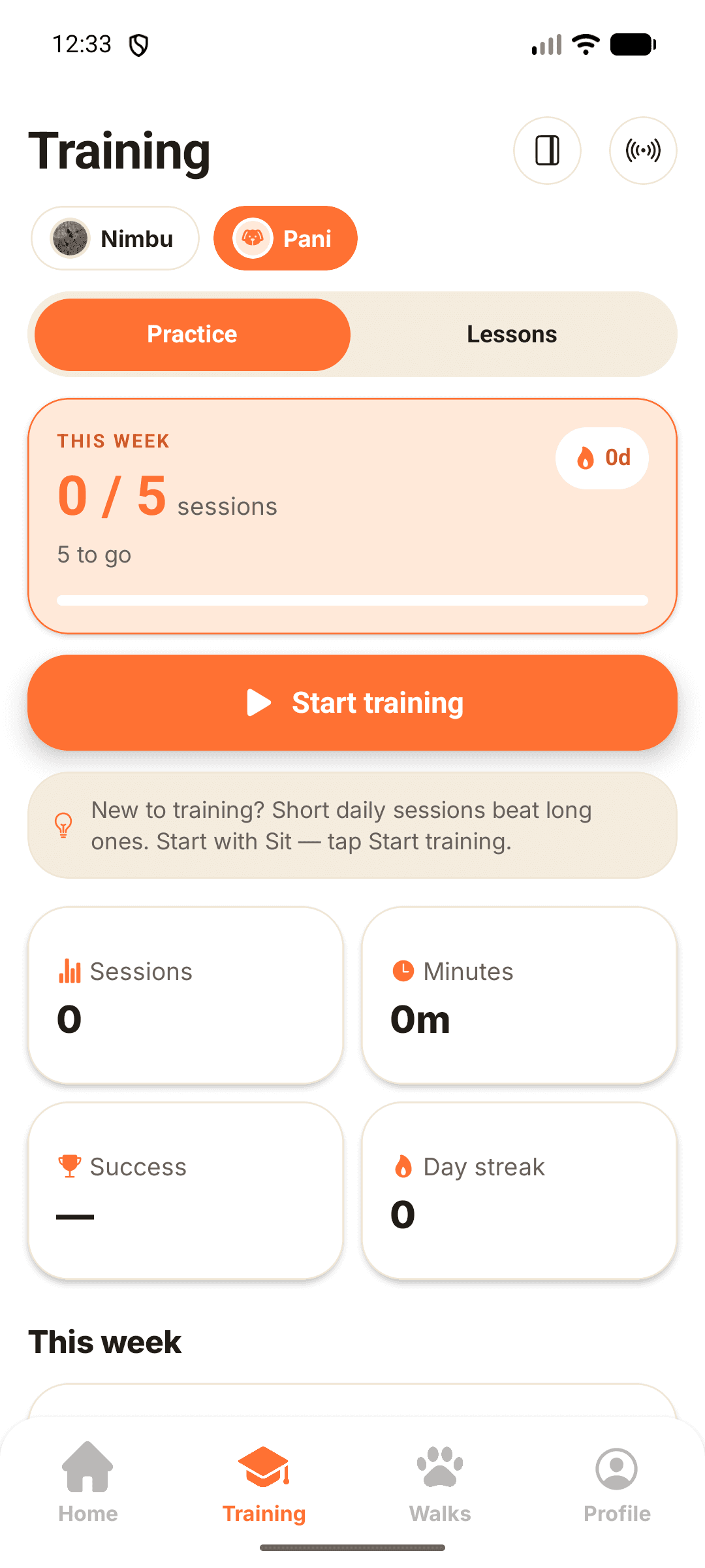 Training in the Wagly app