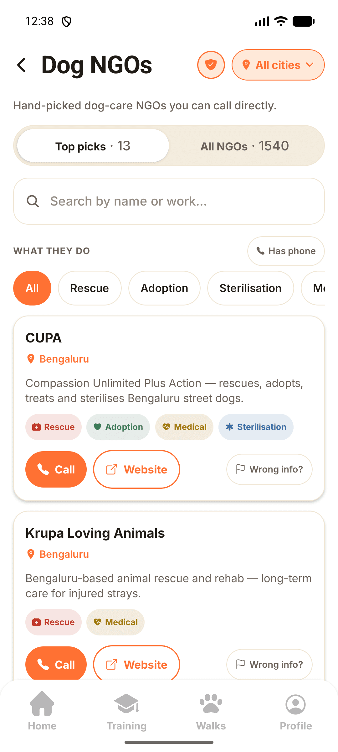 Welfare in the Wagly app